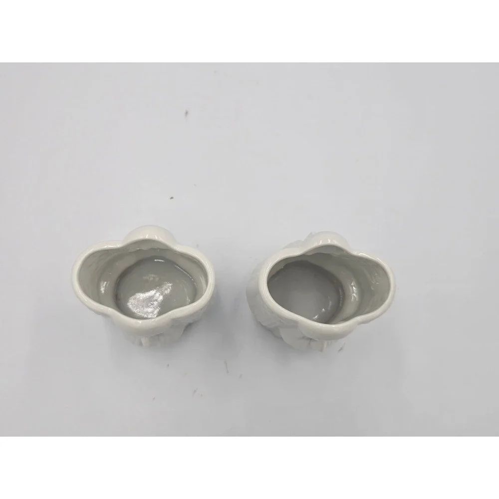 Vintage Neiman Marcus White Porcelain Praying Angel Vases Candle Holders Pair